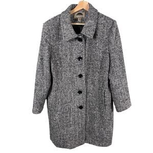 Mark Reed Trench Coat Women‎ Size 16P Wool Blend Tweed Lined Vintage Jacket